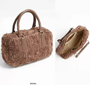 ComfyLuxe Solid Color Small Sherpa Tote Bag - Picture 1 of 3