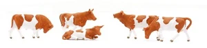 HO Scale Animals - 14155B - Pack of 5 Brown & White Cows - Bild 1 von 1