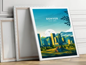 Denver Traditional 40x50cm Stretched Travel Canvas Wall Art Print - Picture 1 of 3