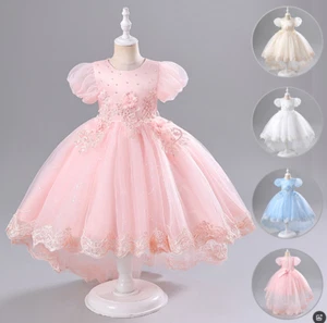 Flower Kids Girls Dress Bridesmaid Party Wedding Princess Dress Birthday Lace - Picture 1 of 40