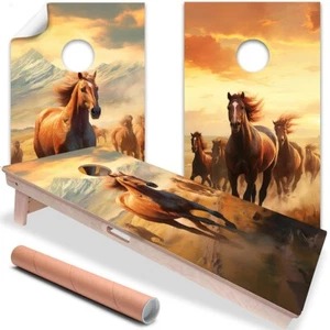 Horses Farm House Cornhole Wraps Stickers Cornhole Skins Cornhole Wrap for Board - Picture 1 of 7