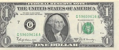 USA / Chicago IL.  $1  Series 1969 A  ERROR  Circulated Banknote G 3 - Image 1 of 2