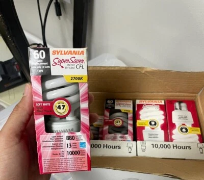 Case of 12 Sylvania Super Saver CFL 60Watt Replacement Bulb 880Lumens Soft White - Image 1 of 3