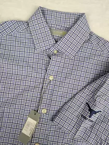 Camicia Texas Longhorns Peter Millar Cloud peso piuma uomo piccola blu check nuova con etichetta - Foto 1 di 11