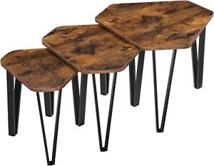 Nesting Coffee Table Set of 3 End Tables for Living Room Stacking Side Tables