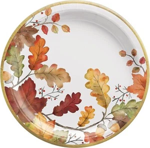 Nature's Harvest Autumn Leaves Thanksgiving Holiday Party 10.5" Banquet Plates - Picture 1 of 1