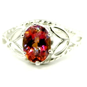 Twilight Fire Topaz, Solid 925 Sterling Silver Ladies Ring-Handmade, SR137 - Picture 1 of 5