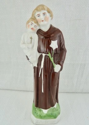 St. Antonius Hl. Antonius Porzellanfigur mit Kind antik 708 - Bild 1 von 4