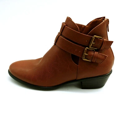 Botín Wild Diva Mujer Manny Doble Correa Marrón Acolchado Talla 6 M NUEVO Foto 1 de 4