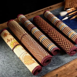 Chinese Style Calligraphy Pen Curtain Roll Up Pouch Art Supplies - Picture 1 of 19