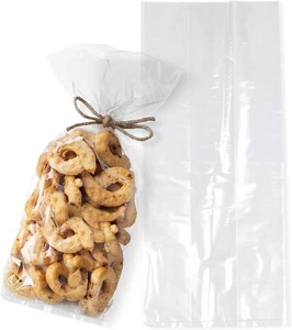 Gusseted Clear Plastic Bags for Gifts 5 x 3.5 x 12 Inch 100 Pack - Picture 1 of 4