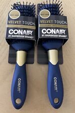 Lot Of 2 Conair Velvet Touch Style & Volume Vented Hair Brush Blue Handle New