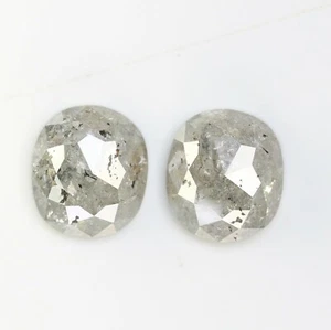 1.67 CT 6.20MM Pair Oval Salt And Pepper Diamond For Earring And Engagement Ring - Picture 1 of 12