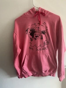 HAIL SCIENCE Unisex Hooded Sweatshirt Pink Kangaroo Pockets By Just Hoods Size M - Picture 1 of 6