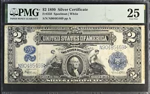 Series Of 1899 $2 Silver Certificate Mini Porthole Fr#258 PMG VF25 Comments - Picture 1 of 2