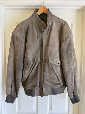 Chaqueta de gamuza vintage solo para miembros con forro de franela a cuadros (L, gris) Foto 1 de 4