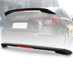 GLOSS BLACK Rear Trunk Spoiler +LED Brake Light 11th Gen Honda Civic Sedan 22-25 - Picture 1 of 3