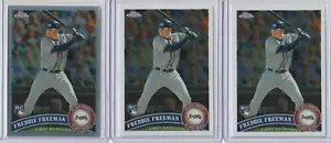 LOT (3) FREDDIE FREEMAN RC REFRACTOR & 2 BASE 2011 TOPPS CHROME #173 ROOKIE - Picture 1 of 8