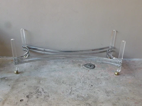 70'S MOD SPACE AGE ELONGATED CHROME AND LUCITE COFFEE TABLE BASE NO GLASS Cover