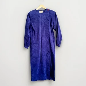 VTG Bill Blass Women Ultra Suede Purple Button Down Midi Dress Size 8 Retro Glam - Picture 1 of 8