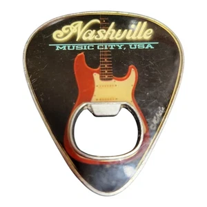 Nashville Music City Guitar Pick Fridge Magnet Beer Bottle Opener Preowned Used - Picture 1 of 6