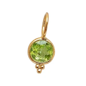 Pendentif En Péridot Naturel - Pendentif En Or Jaune 18k Fait Main - Picture 1 of 2