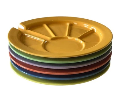Набор из 6 тарелок для суши фондю Hoffritz 9 1/2 дюйма 6 секций керамическая столовая посуда MCM - Изображение 1 из 4