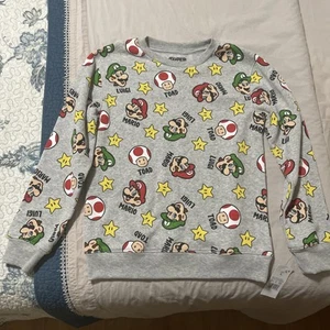 Super Mario Boys' Fleece Crewneck Sweatshirt. Size Large. Mario Luigi Toad. - Picture 1 of 14