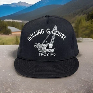 Steam Shovel Yarder Bulldozer Rolling Construction Black Baseball Cap - Picture 1 of 7