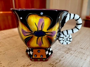 Prospero Design works Whimsical Hand Designed Tea Cups Set of 4 CUTE! - Picture 1 of 16
