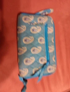 Vera Bradley Zip Up Wallet - Bermuda Blue - Blue and Green Paisley - Retired - Picture 1 of 5