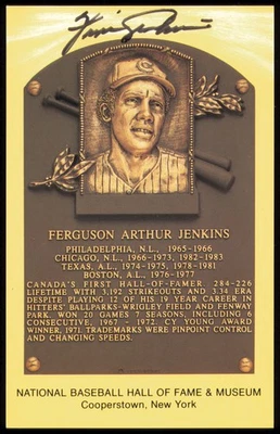Fergie Jenkins Autographed Signed HOF Plaque Postcard Chicago Cubs - Image 1 of 2