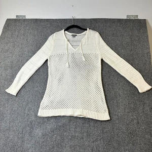Eddie Bauer Knit Tunic Top Crochet V Neck Long Sleeve Cotton Sweater Small - Picture 1 of 4