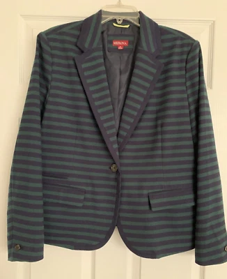 Merona Navy/Green Striped Suit Jacket - 18 - Image 1 of 3