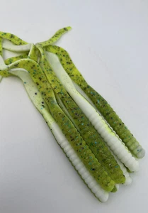 Cebo de pesca de gusano de cinta de plástico suave rizado cola en U rizado pesca de lubina 25ct 7 pulgadas - Imagen 1 de 4