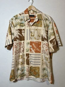 Van Heusen Men's Medium Shirt Tropical Hawaiian Button Up Cotton Short Sleeve - Picture 1 of 8