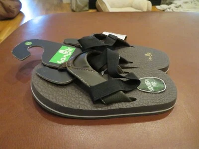 Nuevas chanclas acogedoras de cerveza de raíz Sanuk marrón para niños pequeños, 7/8 Foto 1 de 3