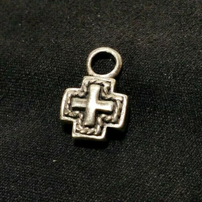 Onyx Reversible Cross 925 Sterling Silver Charm Dangle Pendant Bracelet Vintage - Изображение 1 из 2