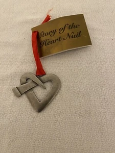 Silvertone 2" Metal Twisted Nail Heart Figurine Ornament Decoration CTA w/Story - Picture 1 of 6
