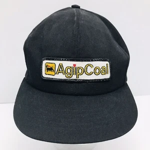 Agip Coal Swingster Black Snapback Hat Cap Patch Logo 6 Panel Vintage VTG - Picture 1 of 8