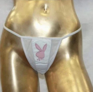 Women's Playboy White | Pink G-String Panties NWT - Picture 1 of 3