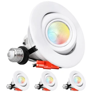 4-Pack Adjustable Ceiling Spot Light, 4" 5CCT LED Gimbal Retrofit Recessed Light - Picture 1 of 7