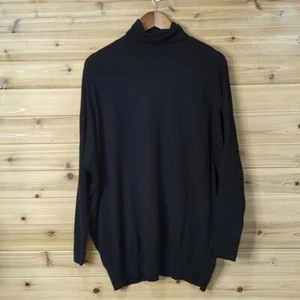 W by Worth Sweater Womens Medium Black 100% Wool Turteneck Relaxed - Picture 1 of 9