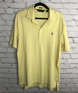 Polo Golf Ralph Lauren Shirt Men Large Yellow Stretch Lisle Peru Short Sleeve - Picture 1 of 10
