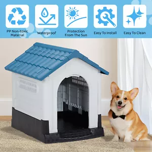 26"H Dog House Pet Shelter Waterproof Plastic Dog house w/Air Vents Outdoor - Picture 1 of 13