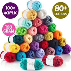 100g Malli Knitting Yarn 8 ply Acrylic Crochet Craft Soft Fine Thread Ball - Picture 1 of 101