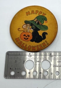 Pin de metal vintage de Halloween con gato, ratón y calabaza 1979 sello distintivo hecho en EE. UU. - Imagen 1 de 5
