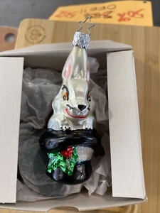 Inge Glas Magician's Friend Blown Glass Ornament 4 1/4" Tall OWC #1135 Rabbit - Picture 1 of 4