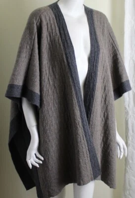 New Eskandar O/S 32+"Long CREAMY BEIGE GRAY Quilted Cashmere Cardigan Sweater - Image 1 of 4