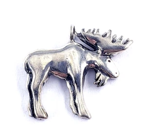 Vintage Sterling Silver MOOSE Pendant Charm Elk Deer Wild Animal Caribou Bull - Picture 1 of 7